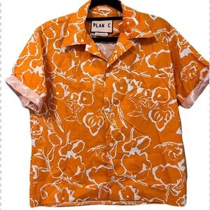Women’s orange floral Plan C shirt size 36 ( medium) EUC